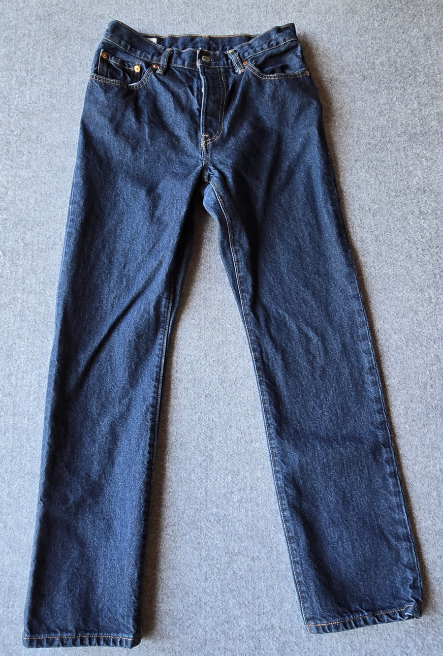Women's Levi's 501 Dark Wash Denim Straight Button Fly Jeans 28x27